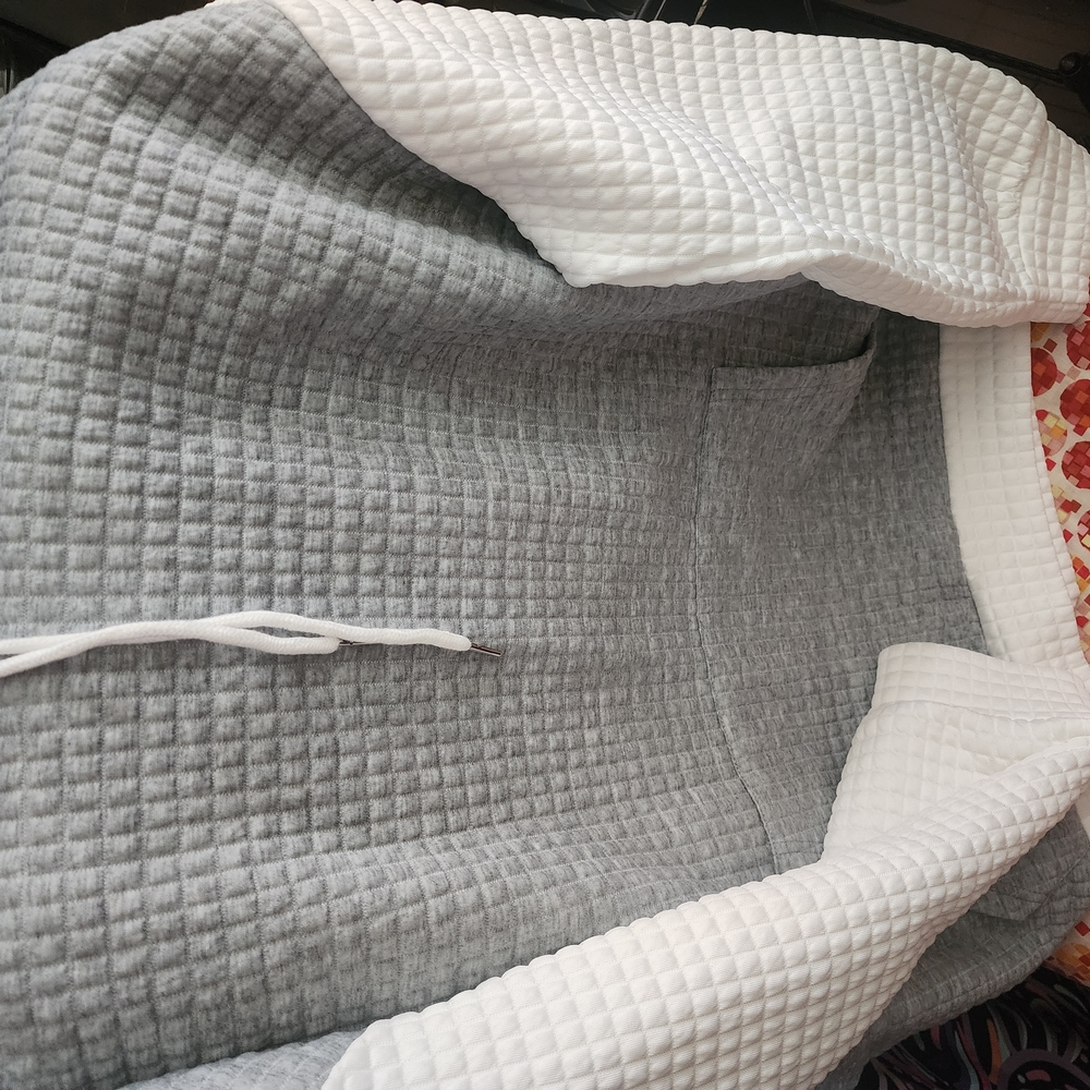 Gray and White Textured Hoodie